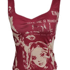 Damen Tanktop mit kreativem Print und figurbetontem Design R&B