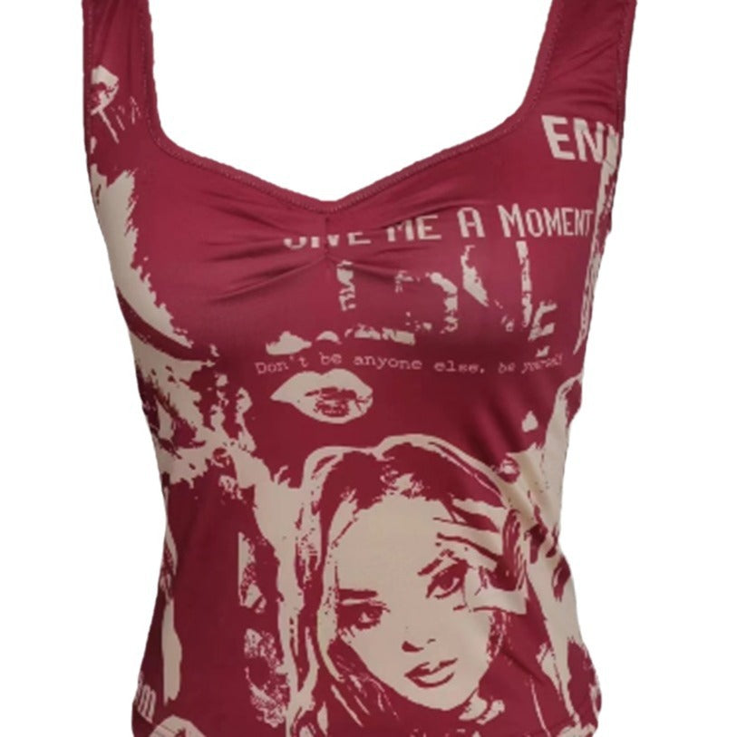 Damen Tanktop mit kreativem Print und figurbetontem Design R&B