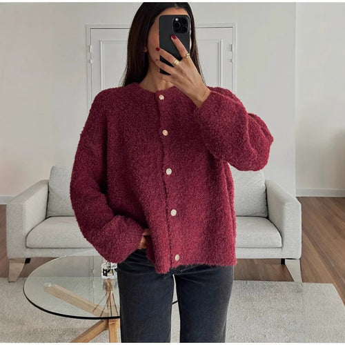 Damen Fluffiger Boucle-Pullover R&B