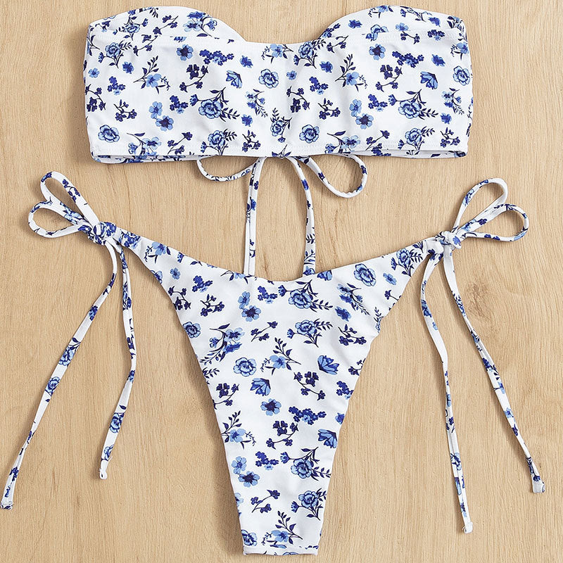Damen Bandeau-Bikini mit verspieltem Blumendesign R&B
