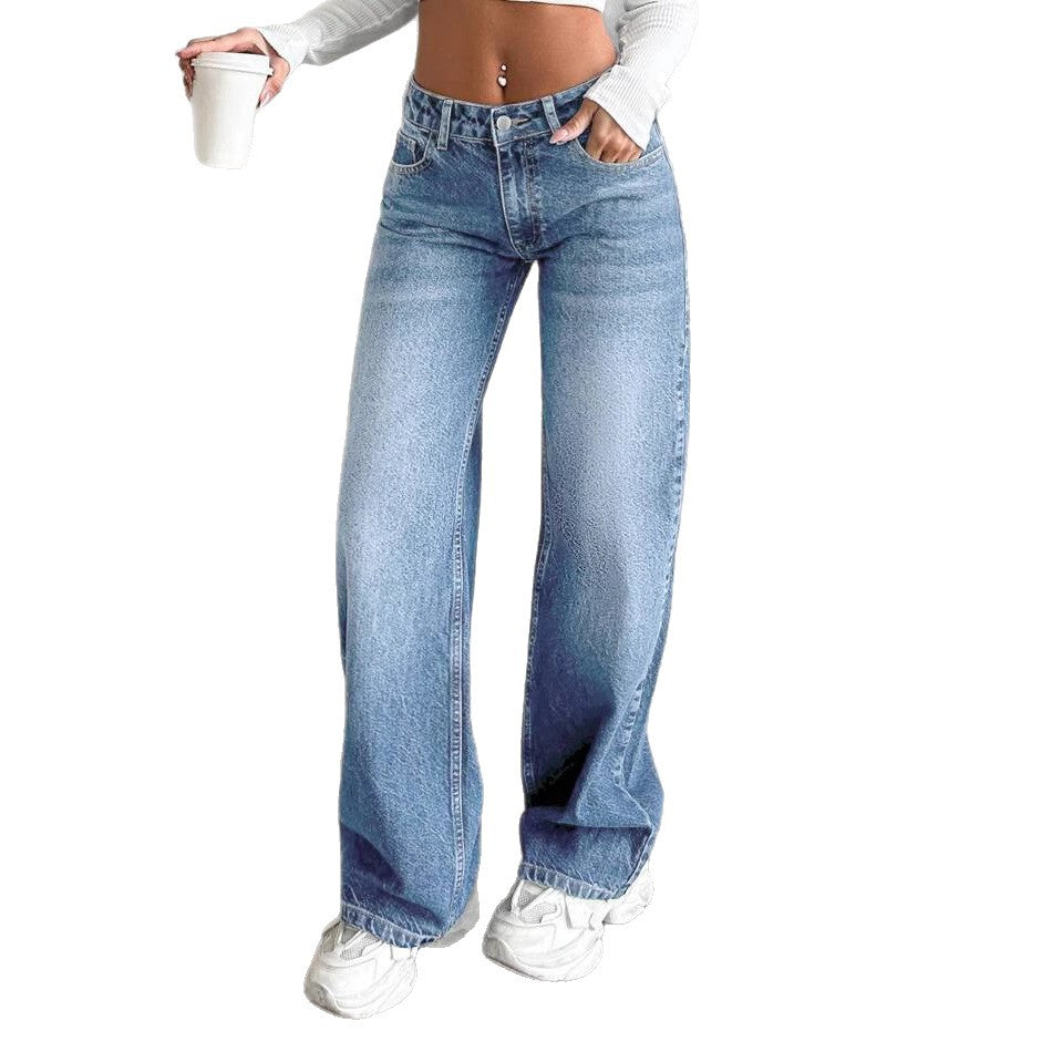 Damen Weite Jeans mit lässigem Schnitt und hohem Bund R&B