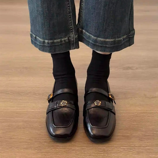 Damen Mokassins mit elegantem Riemen und luxuriösem Metall-Detail R&B
