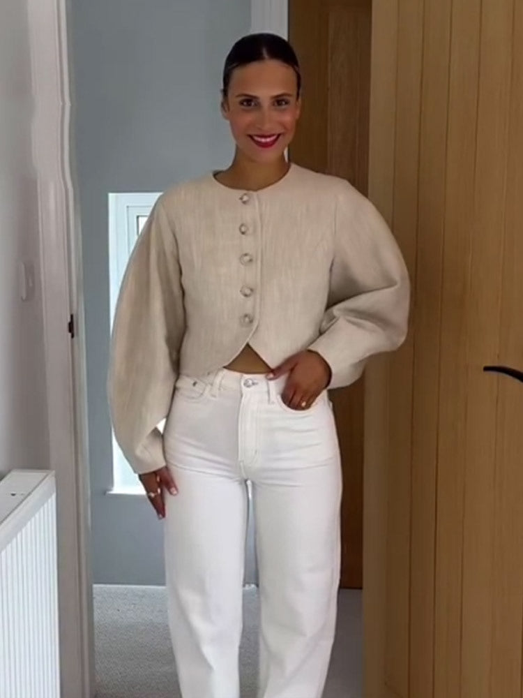 Damen Modische Jacke mit voluminösen Ärmeln R&B