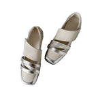 Damen klassische Loafers mit modischen Riemen und glänzenden Akzenten R&B