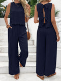 Damen Lässiger Jumpsuit mit elegantem Rückenausschnitt und weitem Bein R&B