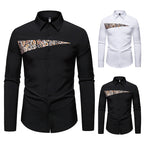 Herren modisches Langarmhemd mit asymmetrischem Muster R&B