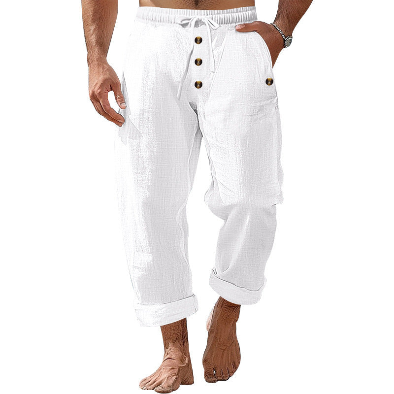 Herren lockere Strandhose mit verstellbarem Kordelzug und praktischen Seitentaschen R&B