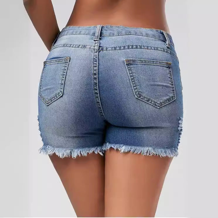 Damen Destroyed Denim Shorts R&B