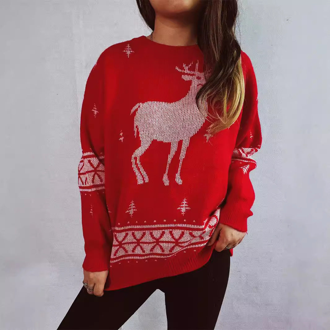 Damen Weihnachts-Pullover mit festlichem Rentier-Motiv und weichem Strick R&B