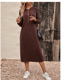 Damen Strickkleid mit Kapuze und seitlichen Taschen R&B