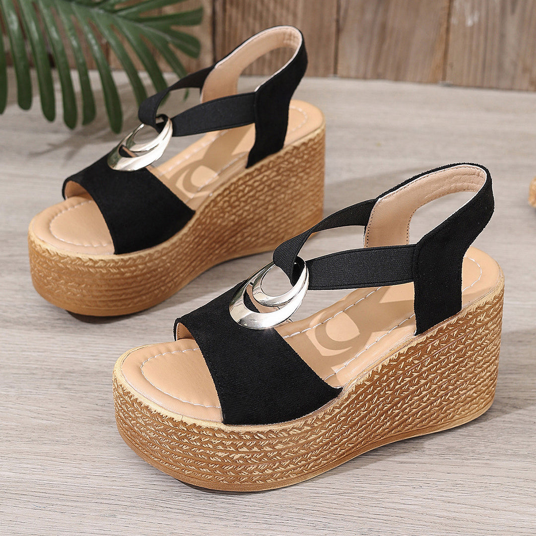 Damen Wedge-Sandalen mit elegantem Riemen und stilvollem Korkabsatz R&B