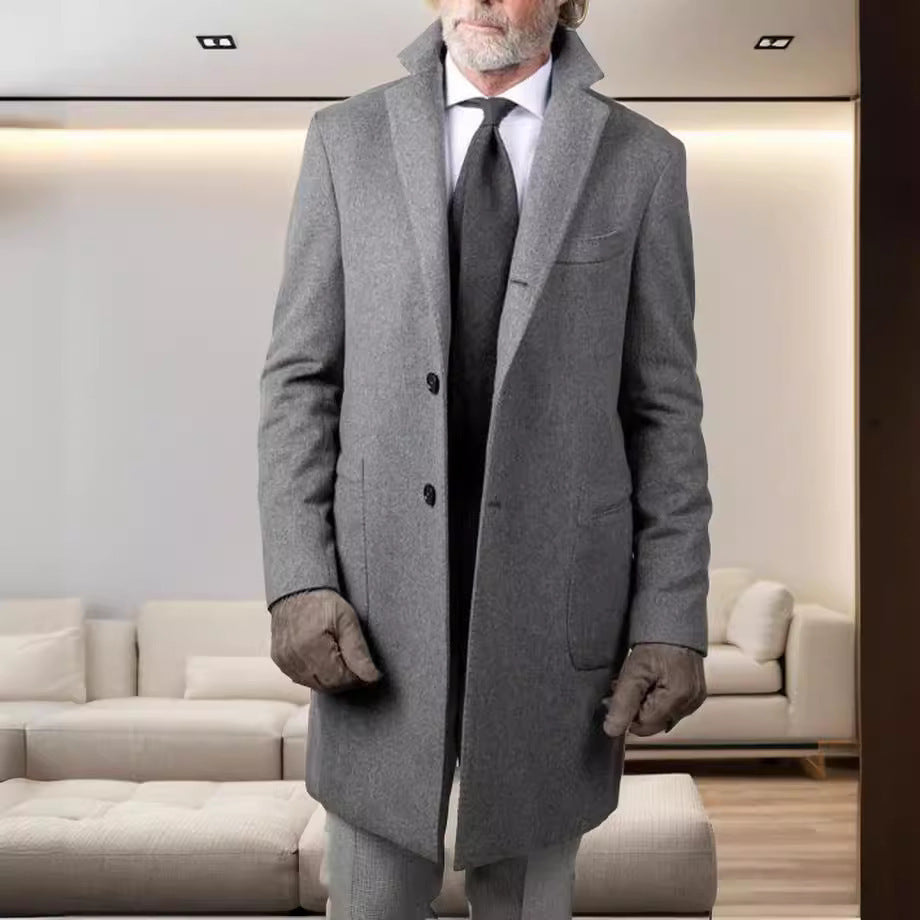 Herren Eleganter Wollmantel mit modernem Schnitt und praktischen Taschen R&B