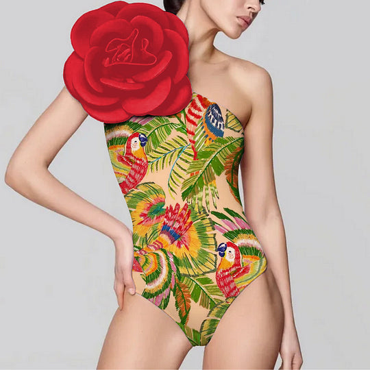 Damen Eleganter Einteiler mit kunstvoller Blumendekoration R&B