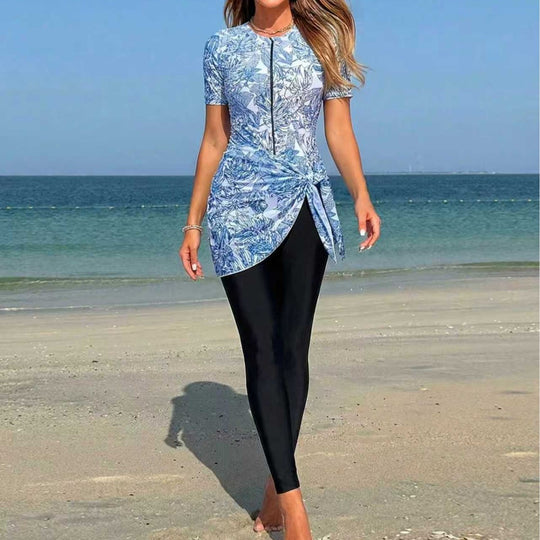 Damen Sportlicher Surfanzug mit asymmetrischem Schnitt und Wickeldetail R&B