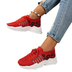 Damen Sportliche Sneakers mit atmungsaktivem Netzmaterial und modischem Tiermuster R&B