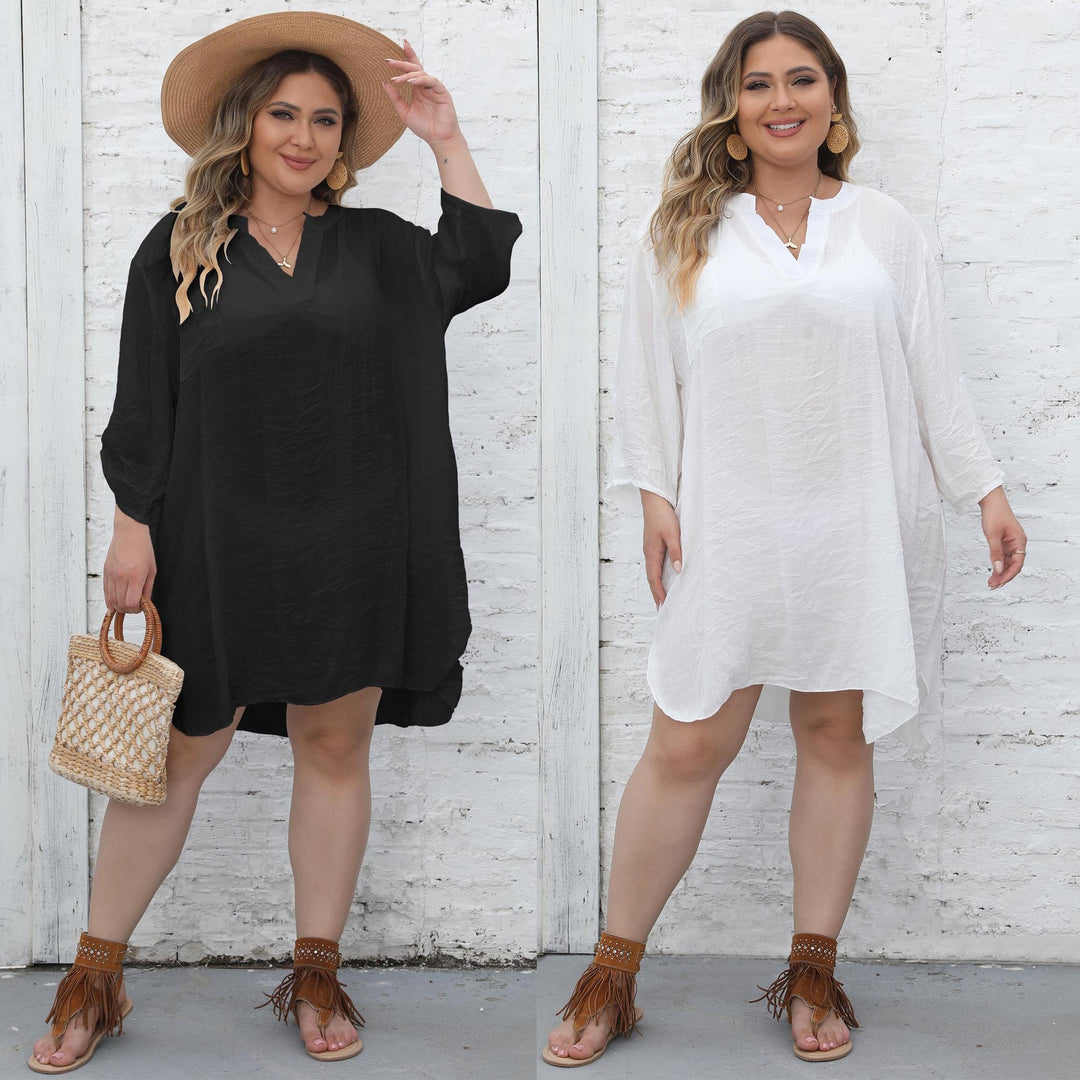 Damen lässiges Strandkleid mit seitlichem Schlitz R&B