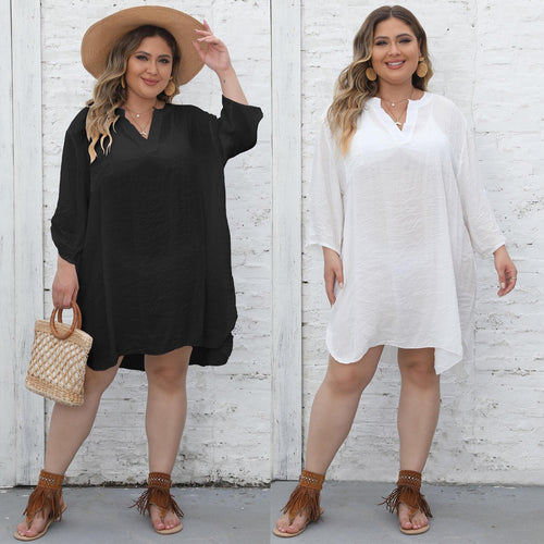 Damen lässiges Strandkleid mit seitlichem Schlitz R&B