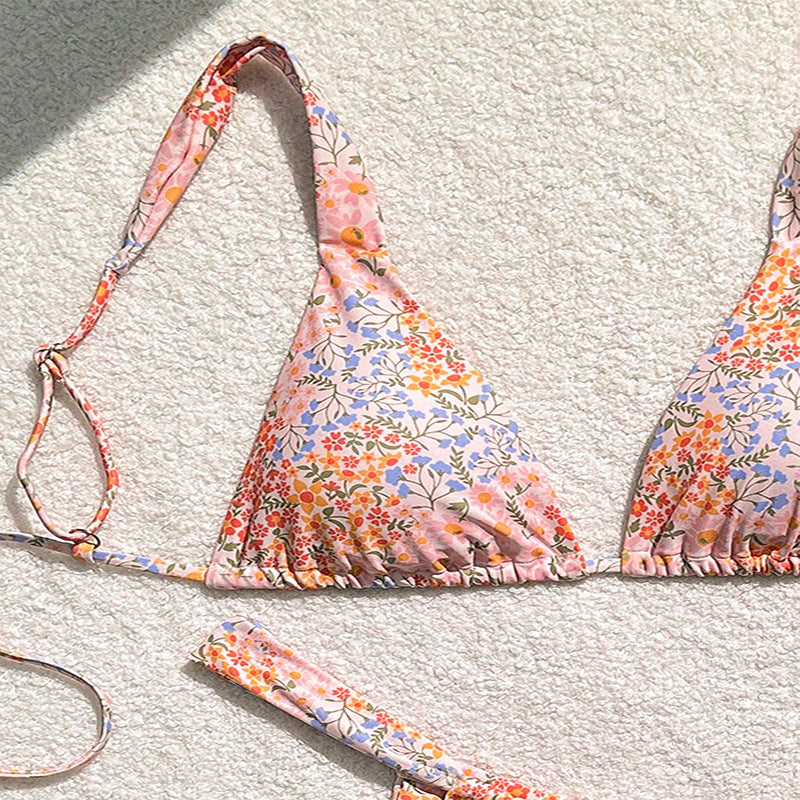 Damen Triangel-Bikini mit verspieltem Blumendesign R&B