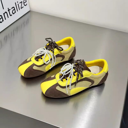 Damen modische Sneakers mit elegantem Sportdesign und hochwertigem Materialmix R&B