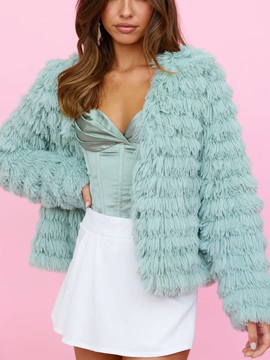 Damen Flauschiger Überwurf R&B