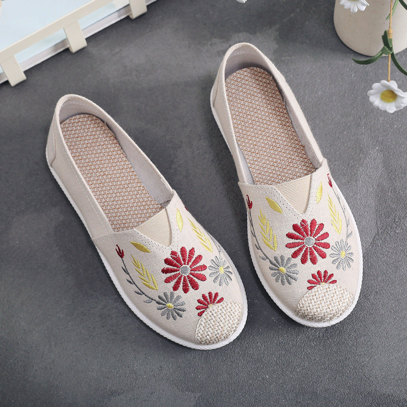 Damen Slip-On Schuhe mit floralem Stickdesign und rutschfester Sohle R&B