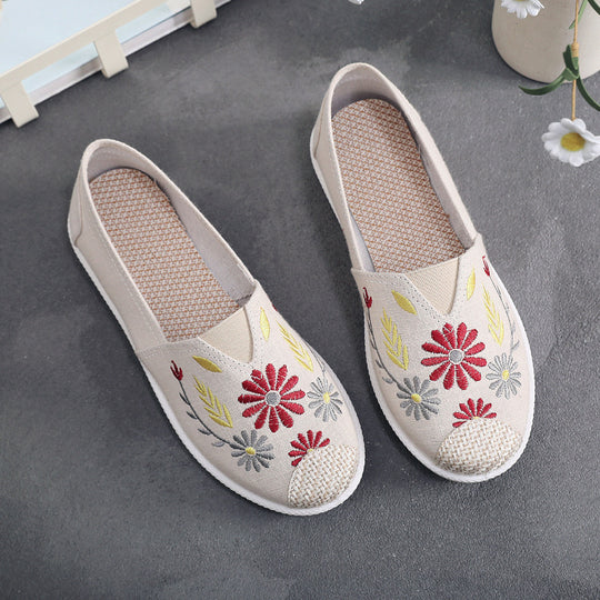 Damen Slip-On Schuhe mit floralem Stickdesign und rutschfester Sohle R&B