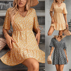 Damen Freizeitkleid mit floralem Design und modischen Knopfdetails R&B