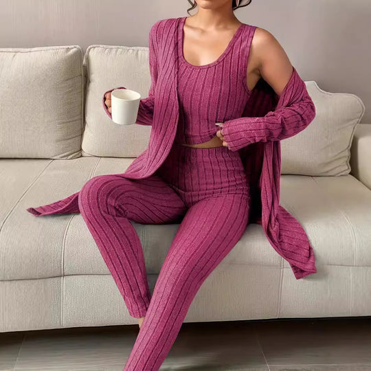Damen komfortables Strick-Loungewear Set R&B