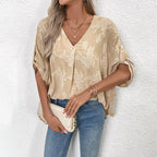 Damen luftige Sommerbluse mit eleganten Schnürdetails und weitem Schnitt R&B