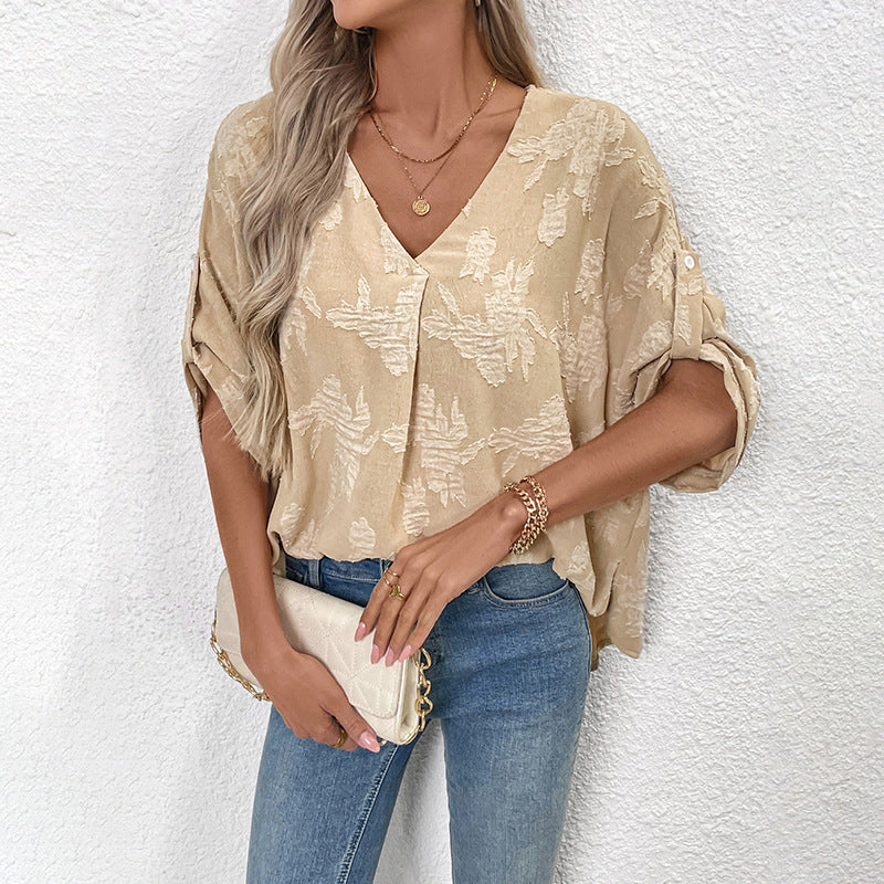 Damen luftige Sommerbluse mit eleganten Schnürdetails und weitem Schnitt R&B