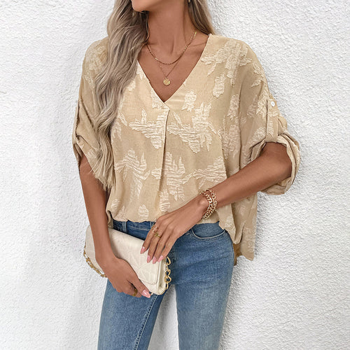 Damen luftige Sommerbluse mit eleganten Schnürdetails und weitem Schnitt R&B