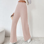Damen weite Plisseehose mit hohem Bund und elastischem Taillenband R&B