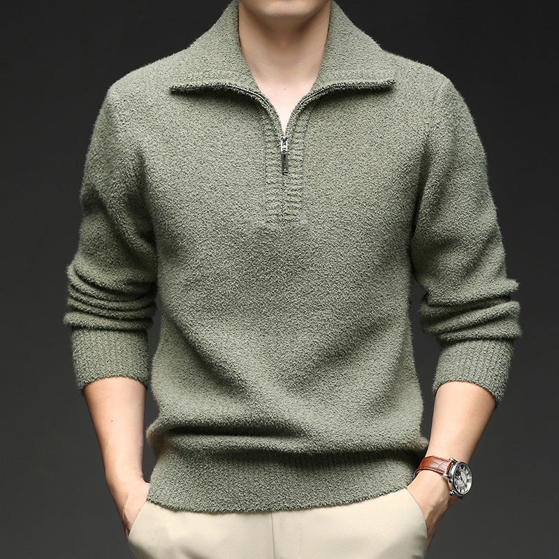 Herren Pullover mit hohem Kragen und Reißverschluss R&B