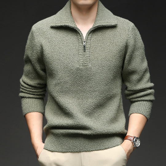 Herren Pullover mit hohem Kragen und Reißverschluss R&B