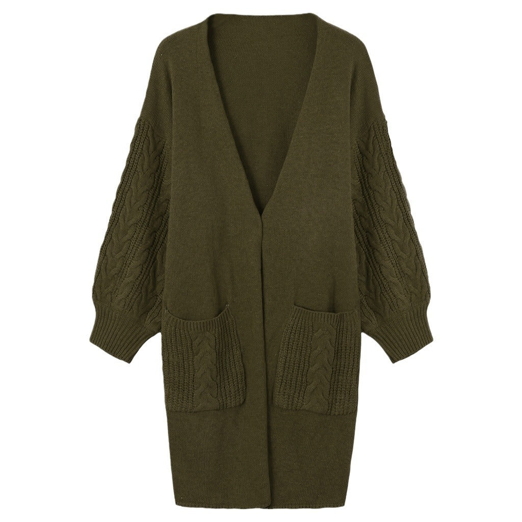 Damen Großer Strickcardigan mit voluminösen Ärmeln und praktischen Taschen R&B