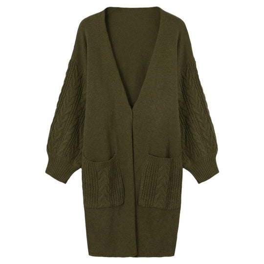 Damen Großer Strickcardigan mit voluminösen Ärmeln und praktischen Taschen R&B
