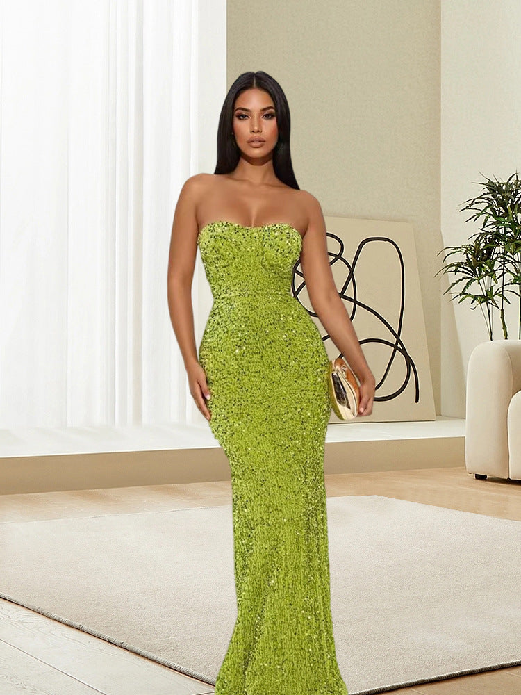 Damen Glamouröses Abendkleid mit schimmernden Pailletten im figurbetonten Design R&B