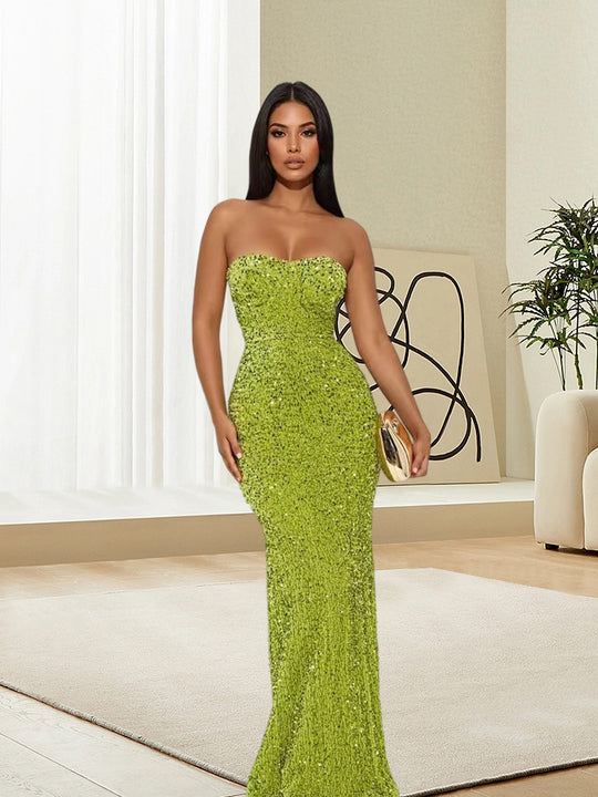 Damen Glamouröses Abendkleid mit schimmernden Pailletten im figurbetonten Design R&B