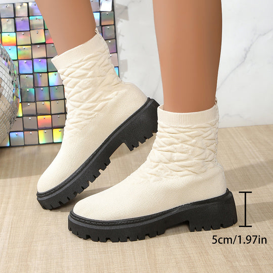 Damen Modische Stiefeletten mit strukturiertem Obermaterial und rutschfester Sohle R&B