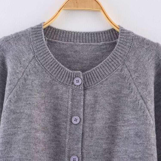 Damen cropped Strickjacke mit Knopfdetails und elastischem Bund R&B