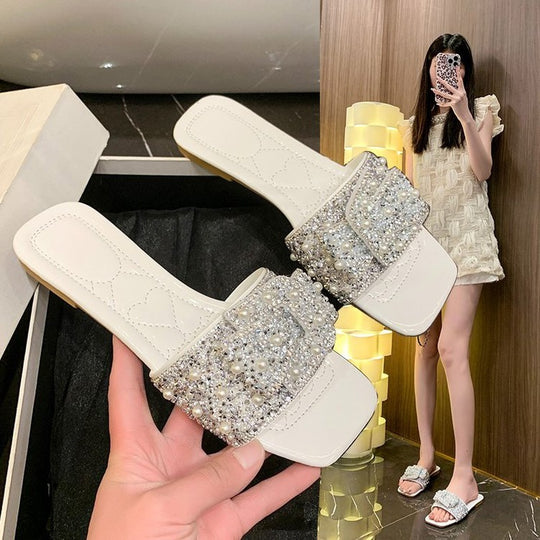 Damen Lifestyle Slides mit eleganter Perlenschließe R&B