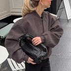 Damen Oversized Bomberjacke mit voluminösen Ärmeln und Stehkragen R&B