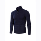 Herren Strickpullover mit modernem Zopfmuster und hohem Stehkragen R&B