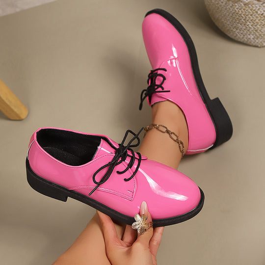 Damen klassische Schnürschuhe mit glänzender Oberfläche R&B