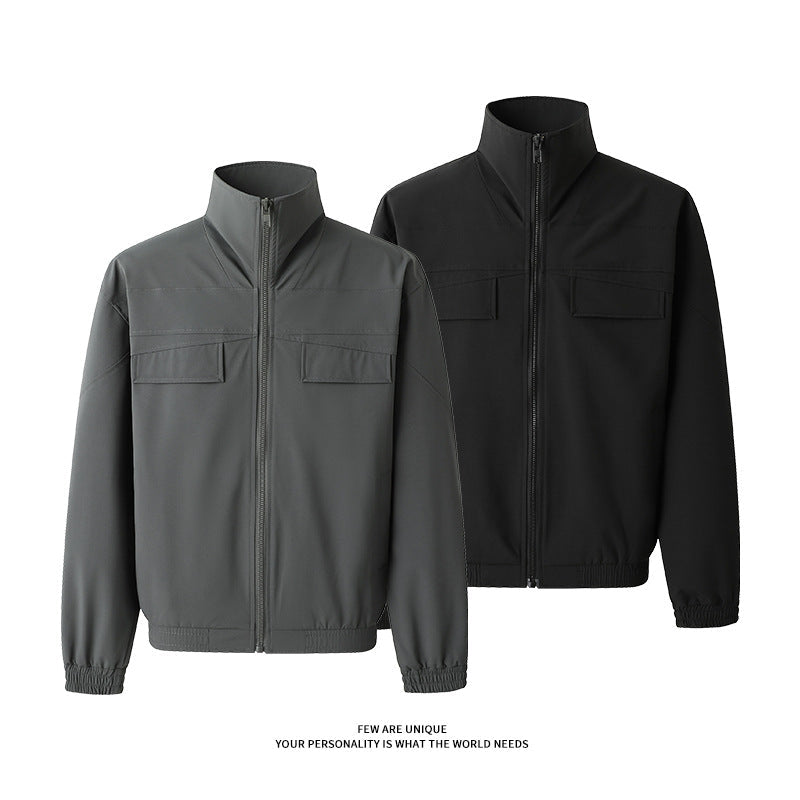 Herren Freizeitjacke mit praktischen Taschen und hohem Kragen R&B