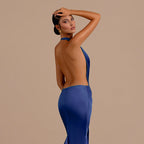 Damen Elegantes Halter-Maxikleid aus luxuriösem satin