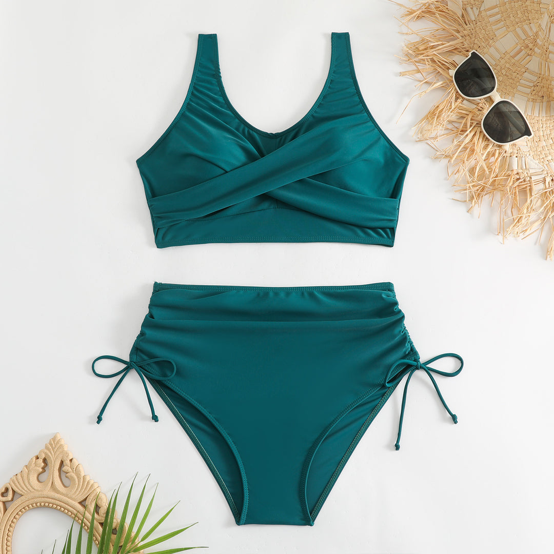 Damen Bikini-Set mit schickem Wickeloberteil und hoch taillierten Höschen R&B