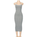 Damen Figurbetontes Maxikleid mit Spaghettiträgern und feinem Stretch R&B
