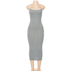Damen Figurbetontes Maxikleid mit Spaghettiträgern und feinem Stretch R&B