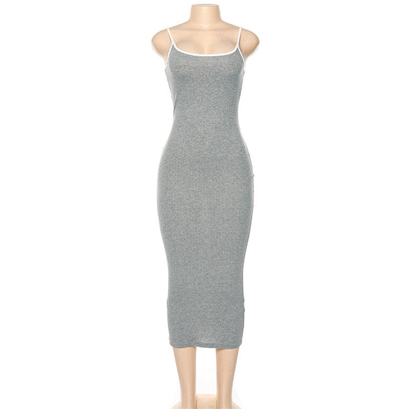 Damen Figurbetontes Maxikleid mit Spaghettiträgern und feinem Stretch R&B